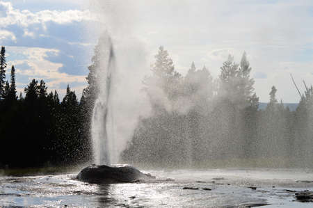 Active geyser in Yellowstone National Parkの写真素材
