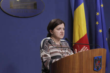 Bucharest, Romania, March 11, 2016: Minister of Justice Raluca Pruna declares that prosecutors will use tapping infrastructure of the Romanian Information Service (SRI) after the Constitutional Court declared taping illegaly.のeditorial素材