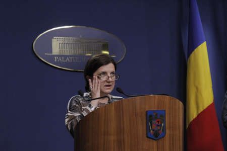 Bucharest, Romania, March 11, 2016: Minister of Justice Raluca Pruna declares that prosecutors will use tapping infrastructure of the Romanian Information Service (SRI) after the Constitutional Court declared taping illegaly.のeditorial素材
