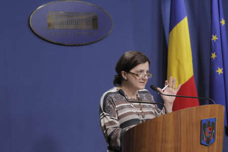Bucharest, Romania, March 11, 2016: Minister of Justice Raluca Pruna declares that prosecutors will use tapping infrastructure of the Romanian Information Service (SRI) after the Constitutional Court declared taping illegaly.のeditorial素材
