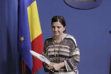 Bucharest, Romania, March 11, 2016: Minister of Justice Raluca Pruna declares that prosecutors will use tapping infrastructure of the Romanian Information Service (SRI) after the Constitutional Court declared taping illegaly.のeditorial素材