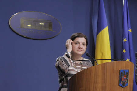 Bucharest, Romania, March 11, 2016: Minister of Justice Raluca Pruna declares that prosecutors will use tapping infrastructure of the Romanian Information Service (SRI) after the Constitutional Court declared taping illegaly.のeditorial素材