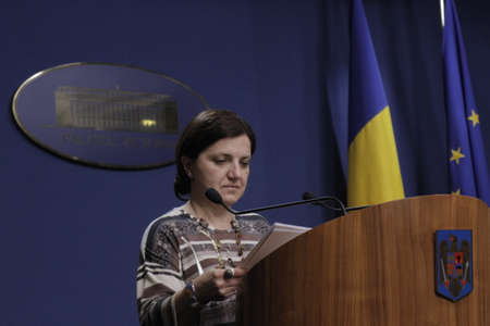Bucharest, Romania, March 11, 2016: Minister of Justice Raluca Pruna declares that prosecutors will use tapping infrastructure of the Romanian Information Service (SRI) after the Constitutional Court declared taping illegaly.のeditorial素材