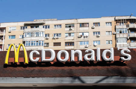 Bucharest, Romania, 7 February 2016: McDonald's sign.のeditorial素材