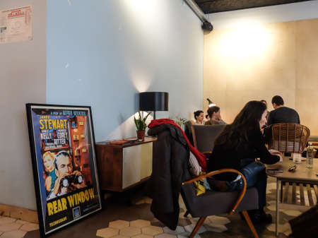 Bucharest, Romania, 21 February 2016: People enjoying lunch in a restaurant in Bucharest.のeditorial素材