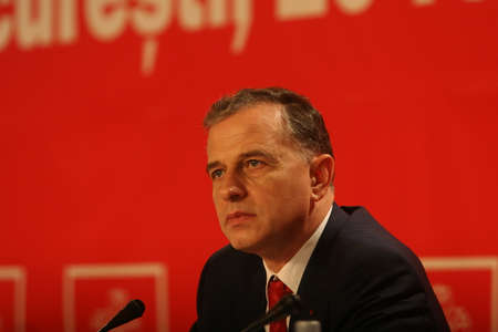 BUCHAREST, ROMANIA - February 20, 2010: Mircea Geoana, speaks at the National Congress of Social Democrat Party (PSD).のeditorial素材