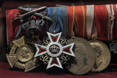 Bucharest, Romania, January 31, 2016: Medals are displayed inside the Great Synagogue in Bucharest.のeditorial素材
