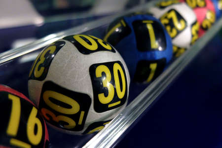 Image of lottery balls during extraction of the winning numbers.の写真素材