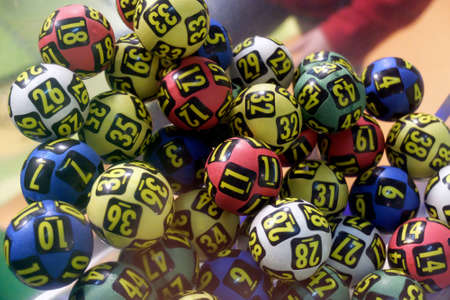 Image of lottery balls during extraction of the winning numbers.の写真素材