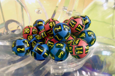 Image of lottery balls during extraction of the winning numbers.の写真素材