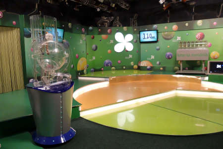 BUCHAREST, ROMANIA - January 12, 2017: TV studio for the extraction of the winning loto numbers.のeditorial素材