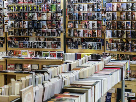 Bucharest, Romania, March 9, 2016: Books, magazines and DVD's  in a book store.のeditorial素材