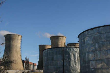Bucharest, Romania, December 26, 2009: Thermoelectric plant against the blue sky.
