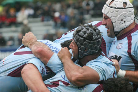 Bucharest, Romania, October 17, 2009: Action during a rugby match between Stejarii and Bourgoin.のeditorial素材