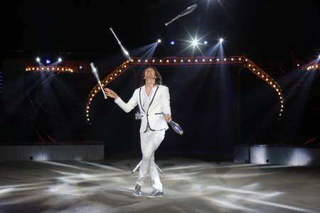 Bucharest Romania, February, 2017: VIKTOR KRACHINOV from Russia performs at the International Circus Festival hold in Bucharest, at Globus Circus.Bucharest Romania, February 18, 2017: VIKTOR KRACHINOV from Russia performs at the International Circus Festiのeditorial素材