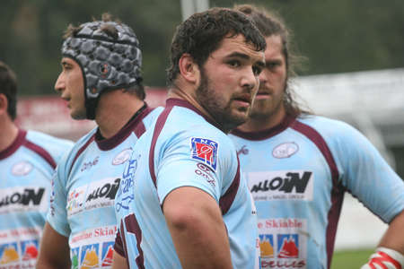 Bucharest, Romania, October 17, 2009: Action during a rugby match between Stejarii and Bourgoin.のeditorial素材