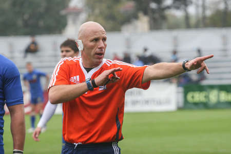 Bucharest, Romania, October 17, 2009: Action during a rugby match between Stejarii and Bourgoin.のeditorial素材