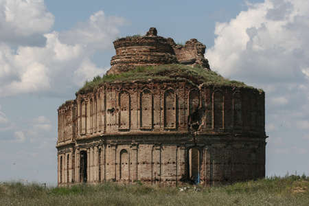 Chiajna, Romania, August 8, 2009: The ruins of the 17th century Chiajna church.のeditorial素材