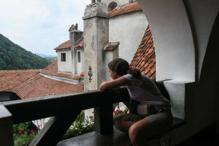 Bran, Romania, July 4, 2009: Tourist visiting Bran castle in Transylvania, Romania.のeditorial素材
