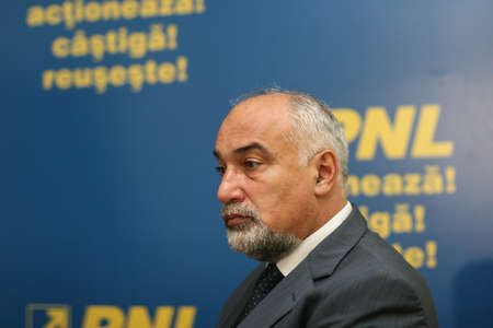 Bucharest, Romania, July 14, 2009: Varujan Vosganian in a press conference in Bucharest.のeditorial素材