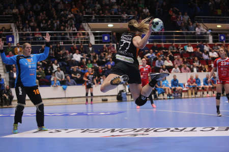 BUCHAREST, ROMANIA - MARCH 03, 2017: WOMEN'S EHF Champions League 2016-17, CSM Bucuresti vs RK Krim Mercator handball game.のeditorial素材