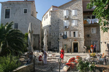 Becici, Budva, Montenegro, May 23, 2009: Houses in the old center of Becici.のeditorial素材