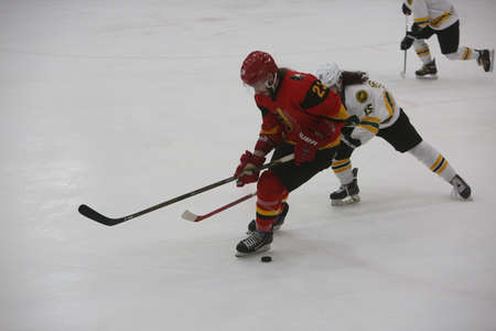 GALATI, ROMANIA, April 09, 2017: The ice hockey game between Australia and Belgium in 2017 IIHF Ice Hockey World Championship Div. II Group A.のeditorial素材