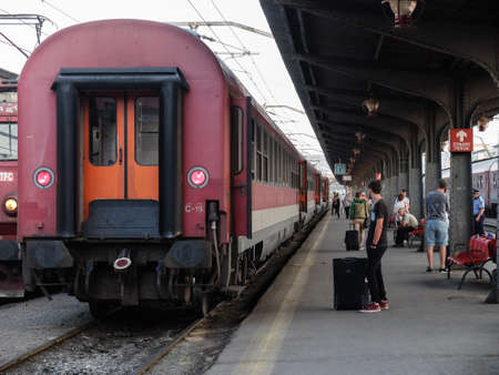 BUCHAREST, ROMANIA, July 15, 2016: People are seen in Gara de Nord train station in Bucharest.のeditorial素材