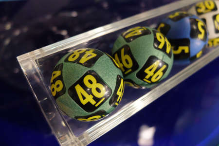 Image of lottery balls during extraction of the winning numbers.の写真素材