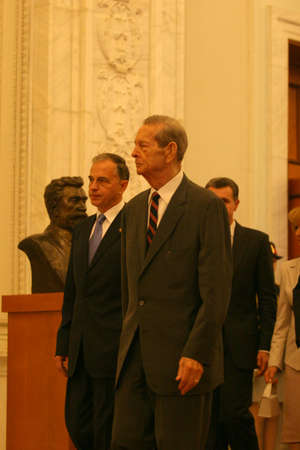 BUCHAREST, ROMANIA - OCTOBER 25, 2011: King Michael of Romania during the first speach in front of Romanian Parliament in Bucharest.のeditorial素材