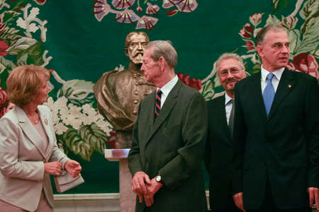 BUCHAREST, ROMANIA - OCTOBER 25, 2011: King Michael of Romania during the first speech in front of Romanian Parliament in Bucharest.のeditorial素材