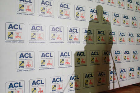 Bucharest, Romania, 24 November 2014: Klaus Werner Iohannis, the candidate of Presidency of Christian Liberal Alliance (PNL and PDL) speaks at the end of elections in a press conference.のeditorial素材