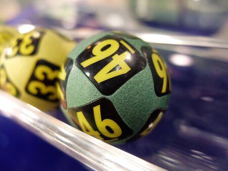 Image of winning lottery balls during extraction of the winning numbers.の写真素材