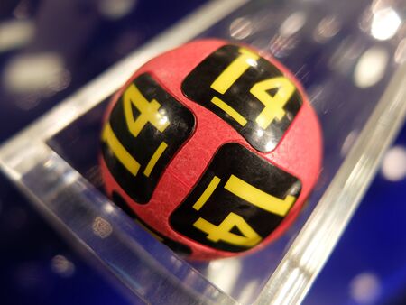 Image of winning lottery balls during extraction of the winning numbers.の写真素材