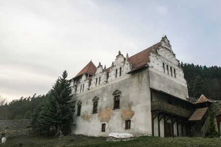 HARGHITA, ROMANIA - March 27, 2010: Architecture detail at the Lazarea Castle.のeditorial素材