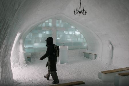 SIBIU, ROMANIA - March 13, 2010: Ice hotel, Balea lake, Fagaras mountains.のeditorial素材
