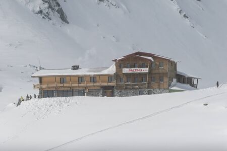 SIBIU, ROMANIA - March 13, 2010: Paltinu Hotel at Balea lake, Fagaras mountains.のeditorial素材