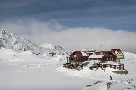 SIBIU, ROMANIA - March 13, 2010: Balea lake, Fagaras mountainsのeditorial素材