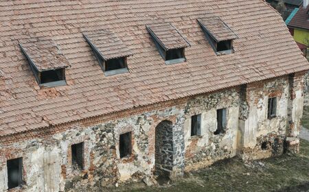 HARGHITA, ROMANIA - March 27, 2010: Architecture detail at the Lazarea Castle.のeditorial素材