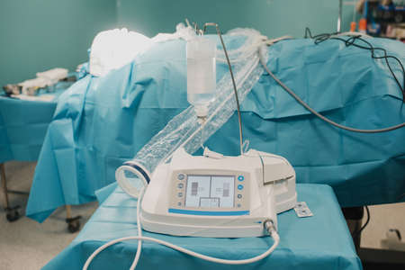 Surgical equipment during patient operation at modern hospital - Focus on ultrasonic surgery unitの写真素材