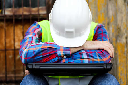 a man tired of workの写真素材