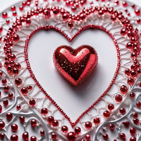 Valentine's day background. Red heart on white background.の素材