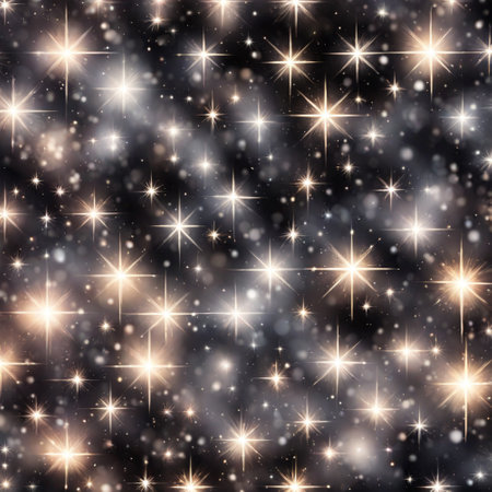 Black and gold stars on a black background. Festive background.の素材