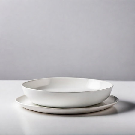 Empty plate on a gray background. Top view. 3d renderingの素材