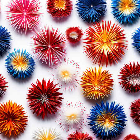 Colorful fireworks on a white background. The concept of celebration.の素材