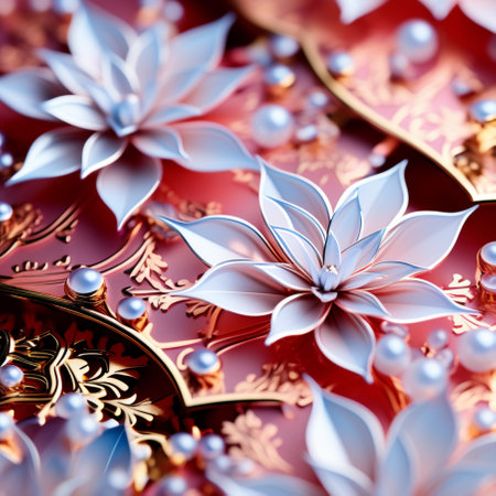 3D illustration, 3D CG. High resolution. Floral pattern.の素材