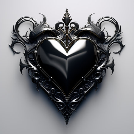 3d illustration of metal heartの素材