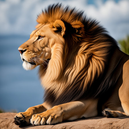 Portrait of a big male lionの素材