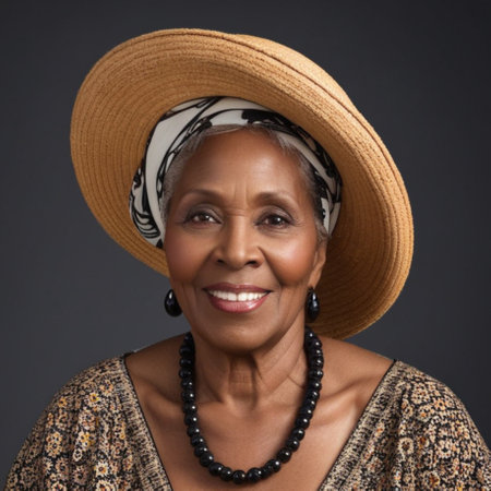 Portrait of a beautiful senior African American womanの素材