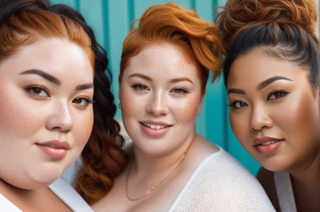 multiracial Group of women with different hairstyles.の素材